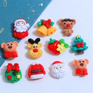 5/10/20pcs Resin christmas bell tree gift snowman beer  cabochon scrapbook kawaii DIY embellishments accessories