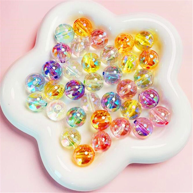 10pcs Transparent High Gloss UV Coated Round Beads with Straight Hole - DIY Handmade Phone Strap Keychain Material Jewelry Accessories 16mm