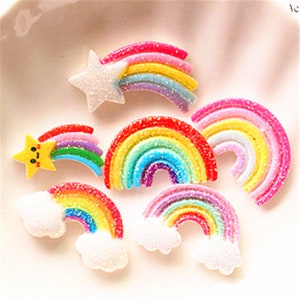 5/10/20/50pcs Résine glitter Rainbow Crafts Accessories Soft Clay Handcrafts DIY Couture Décoration Résine Art For Bow Clothes