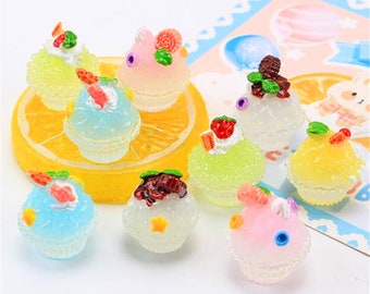 5/10/20pcs Resin fruit smoothie icecream cabochon scrapbook kawaii DIY embellishments accessories