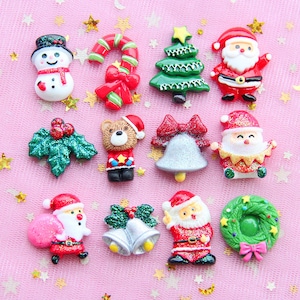 Ours du père noël en résine, 10 pièces, accessoires d'artisanat de noël, artisanat en argile douce, bricolage, décoration de couture, Art en résine pour vêtements à nœud