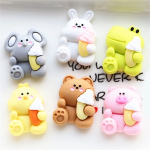 5/10/20 piezas resina dibujos animados animal conejo oso koala dinosaurio pollito cabujón álbum de recortes kawaii DIY adornos Accesorios