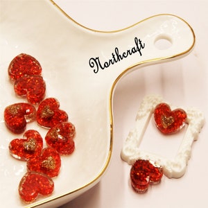 Glitter hart cabochons | Ik hou van cabochons | Hart cabochons | Paar cabochons | Cartoon cabochons | Hars cabochons
