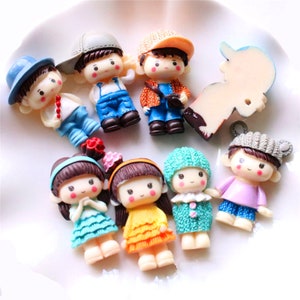 5/10/20/50pcs chica niño Cartoon Flatback resina Cabochon Embellecimientos para Scrapbooking Decoración Artesanía Accesorios 35x20mm