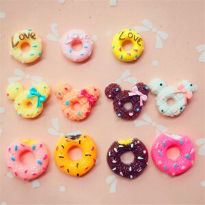 Accesorios para manualidades de resina Love mouse dount, artesanías de arcilla suave, decoración de costura DIY, arte de resina para ropa con lazo, 10 Uds.