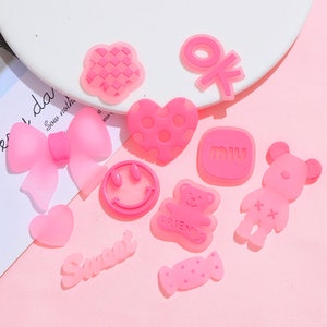 Roze Glow-in-the-Dark Bow DIY-harsaccessoires voor telefoonhoesjes Materiaalset voor handgemaakte sieraden en polymeerklei-ambachten