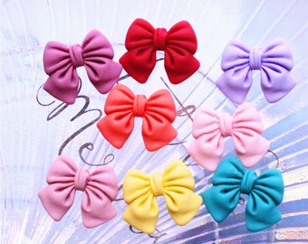 5pcs Resin bow Crafts Flatback Cabochon Scrapbooking Embellishments DIY bowknot Hair Hairpin Accessories