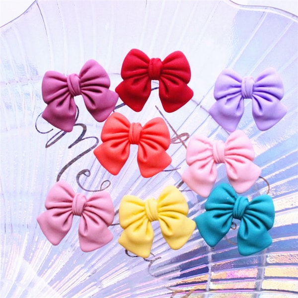 5pcs Resin bow Crafts Flatback Cabochon Scrapbooking Embellishments DIY bowknot Hair Hairpin Accessories