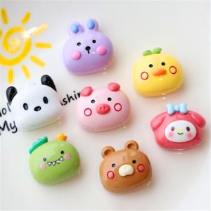5/10/20 piezas resina conejo cerdo pollo oso cabeza cabujón álbum de recortes kawaii DIY adornos Accesorios