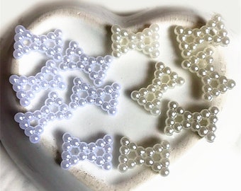 100 Resin Pearl Bow Flatbacks: DIY Craft Embellishments (12x8mm)