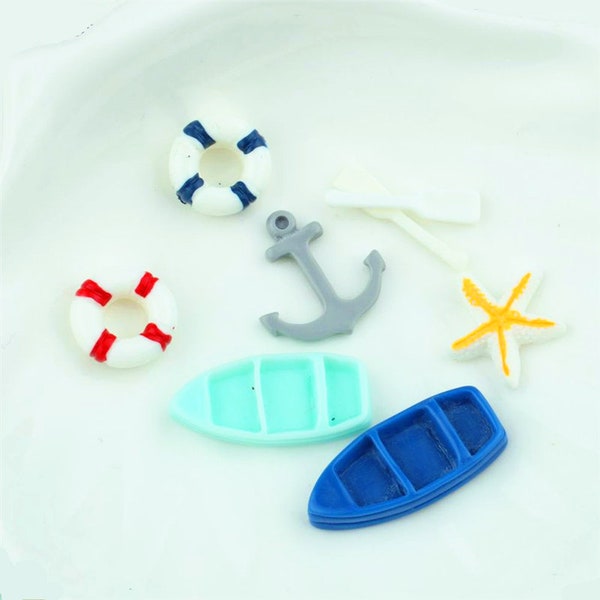 10pcs Beach Boat anchor life buoy Resin Craft home decor miniature fairy garden decoration accessories toys