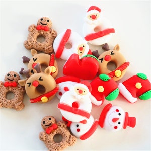 Cabochões de Papai Noel | cabochões de donut de natal | cabochões de natal | cabochões de resina