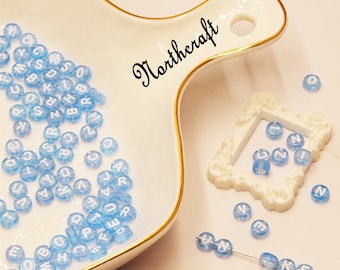 Light Blue Resin Alphabet Beads: DIY Jewelry Supplies