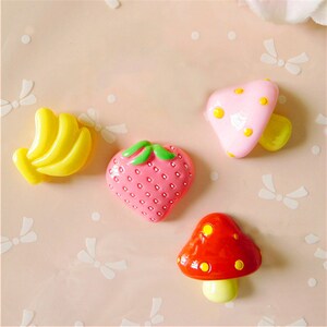 10 pièces banane champignon fraise résine artisanat accessoires argile molle artisanat bricolage couture décoration résine art pour noeud vêtements