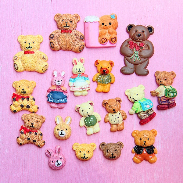 10pcs Bear animal  Resin Crafts Accessories Soft Clay Handcrafts DIY Sewing Decoration Resin Art For Bow Clothes