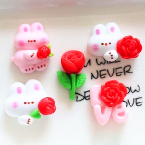 5/10/20pcs Hars bloem konijn liefde cabochon scrapbook kawaii DIY versieringen accessoires