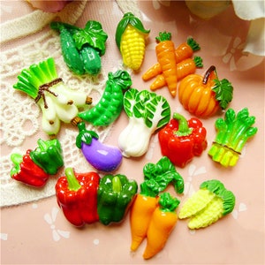 10pcs vegetables cabbage carrot chili eggplant Resin Crafts Accessories Soft Clay Handcrafts DIY Sewing Decoration Resin Art For Bow Clothes
