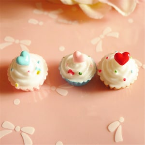 10 Uds. De cupcakes de pollo, accesorios para manualidades de resina, artesanías de arcilla suave, decoración de costura DIY, arte de resina para ropa con lazo
