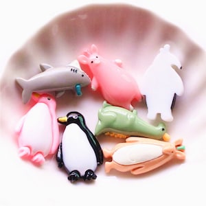 5/10/20/50pcs Résine ours polaire Pingouin cochon dinosaure baleine kangourou Dos plat Résine Cabochons Embellissements Accessoires BRICOLAGE Téléphone Décor