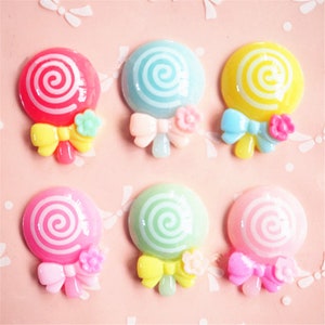 10pcs bowknot lollipop Resin Crafts Accessories Soft Clay Handcrafts DIY Sewing Decoration Resin Art For Bow Clothes