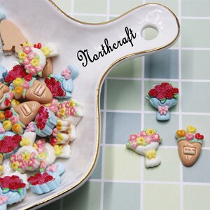 Cabochões de buquê de laço | Cabochão de buquê de rosas | Cabochão de buquê de tulipas | Cabochão de buquê | Cabochão de flores | Cabochão de desenho animado | Cabochão de resina
