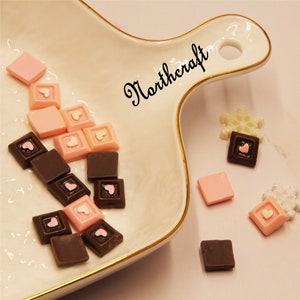 Hou van vierkante chocolade cabochons |Vierkante chocolade cabochons | Ik hou van cabochons | Paar cabochons | Hars cabochons