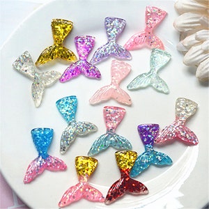 5/10/20/50pcs Résine Sirène Queue de Poisson Décoration Artisanat Cabochon Flatback Bricolage Embellissements Pour Scrapbooking Accessoires 26 * 32mm