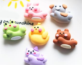 Kawaii Resin Animal Cabochons: Frog, Dog, Rabbit, Bear, Cat - DIY