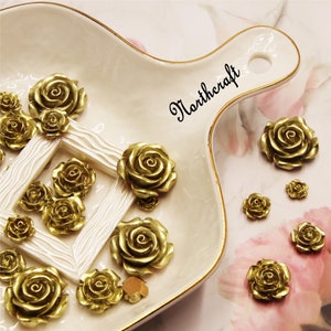 Gold Rosen Cabochons | Rosencabochons | Blüten Cabochons| Liebhaber Cabochons | Paar Cabochons |Harz Cabochons