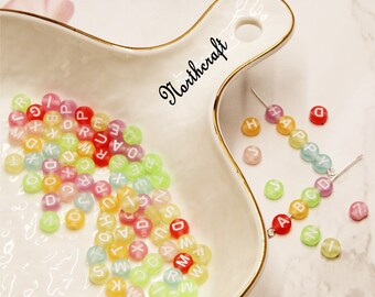 Multicolor Resin Alphabet Beads | 7.4mm Letter Beads
