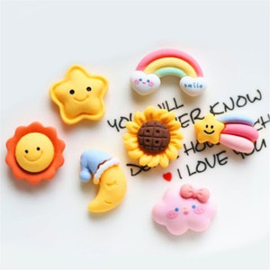 5/10/20 pièces résine soleil étoile lune tournesol arc-en-ciel nuage cabochon scrapbook kawaii bricolage embellissements accessoires