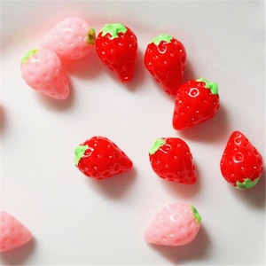 5/10/20/50pcs 3D Aardbei fruit Hars Cabochon Miniatuur Food Art Supply Decoratie Charme Craft DIY 12x17mm