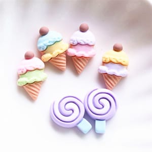5/10/20/50 Stück Kawaii Cartoon Eistüte Flatback Harz Cabochon Süße Lollipop Gefälschte Lebensmittel Scrapbookin DIY Handwerk 12x21mm