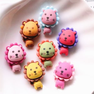5/10/20/50 peças Desenho animado Leão Flatback Resina Cabochão Kawaii Animal Cabelo Laços Acessórios DIY Enfeites Decoração Artesanato 12*22 mm