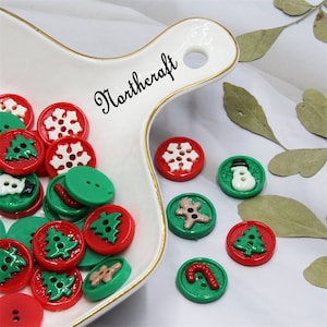 Cabochons met kerstknopen | Knopcabochons | Kerstriet cabochons | Sneeuwvlok cabochons | Bevestiging cabochons | cabochons van hars