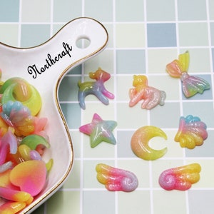 Cabochon ad ala/Cabochon unicorno/Cabochon stella/Cabochon conchiglia/Cabochon luna/Cabochon cuore/Cabochon in resina/Cabochon gialli/