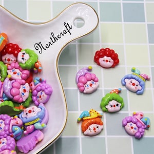Cabochões de palhaço de circo | Cabochões de palhaço |Cabochões fofos |Cabochões de desenho animado |Cabochões de resina