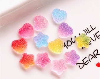 10/20/50pcs Resin Heart Star jelly candy Flatback Cabochon Polka Dot DIY Embellishments 8mm