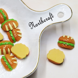 Cabochons de légumes pour burger | Cabochons végétariens pour hamburgers | Cabochons de Hambourg | Cabochons alimentaires | Cabochons en résine