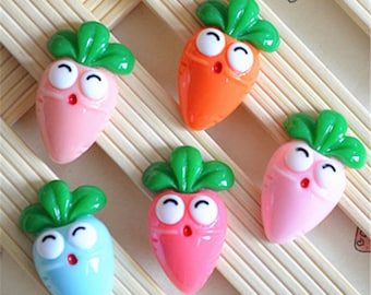 5/10/20/50pcs 3D Fake Vegetable Carrot face Resin Miniature Food Art DIY Decorative Craft Making 17*27mm