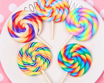 5 tęczowych zawieszek z żywicy w kształcie lizaków, ozdoby DIY