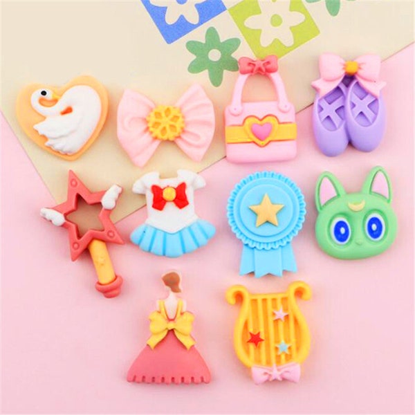 5/10/20pcs Resin ballet shoe bow cat magic wand cabochon scrapbook kawaii DIY embellishments accessories