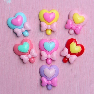 10pcs heart bowknot lollipop Resin Crafts Accessories Soft Clay Handcrafts DIY Sewing Decoration Resin Art For Bow Clothes