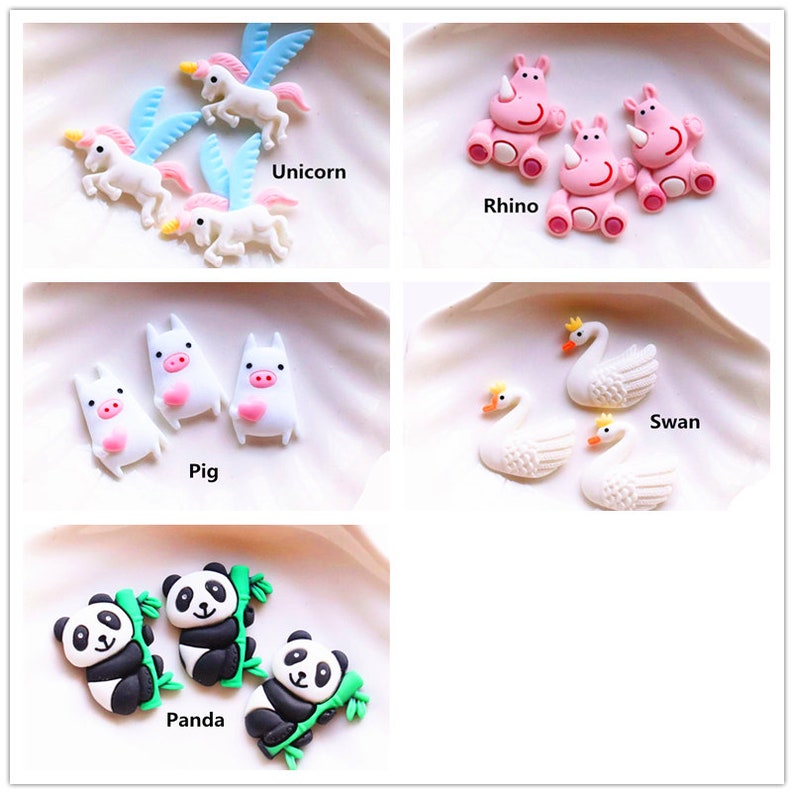 5102050pcs Cartoon Animal snaw panda pig Flatback Resin Cabochons Scrapbooking DIY Jewelry Craft Decoration Accessories