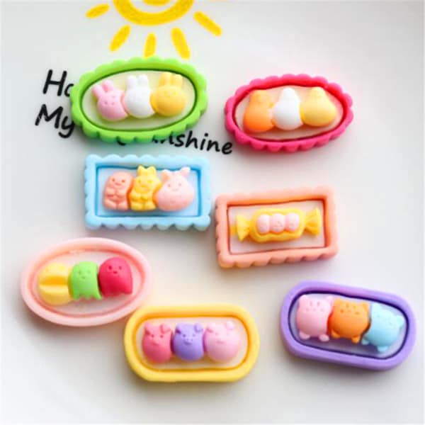 5/10/20pcs Resin cartoon candy dinner plate sushi box cabochon scrapbook kawaii DIY embellishments accessories