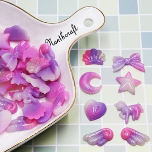 Cabochon ad ala/Cabochon unicorno/Cabochon stella/Cabochon conchiglia/Cabochon luna/Cabochon cuore/Cabochon in resina/Cabochon viola/