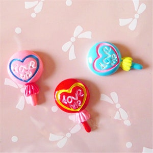10 pièces coeur sucette résine artisanat accessoires argile molle artisanat bricolage couture décoration résine art pour noeud vêtements