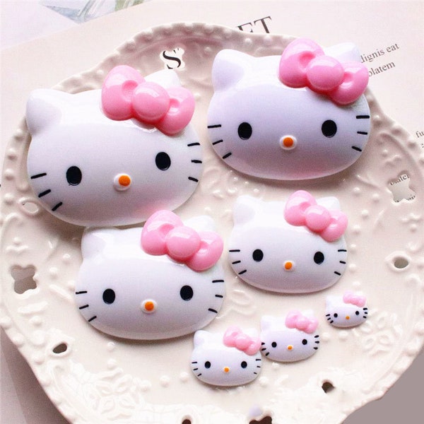 2pcs Kawaii Resin Cat Miniature Flatback Cabochon Art Supply DIY Craft Scrapbooking