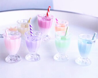 Resin Milk Tea Goblet Flatback: Kawaii DIY Embellishments (16*25mm)