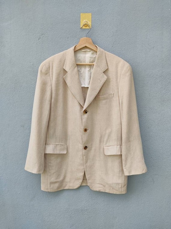 Vintage Christian Dior Blazer Coat Jacket Casual Corporate Look / Material Hair Cotton Cashmere Blend Size L